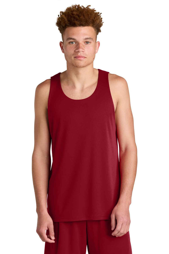 SportTek PosiCharge Competitor Rev Tank ST551 Deep Red Black