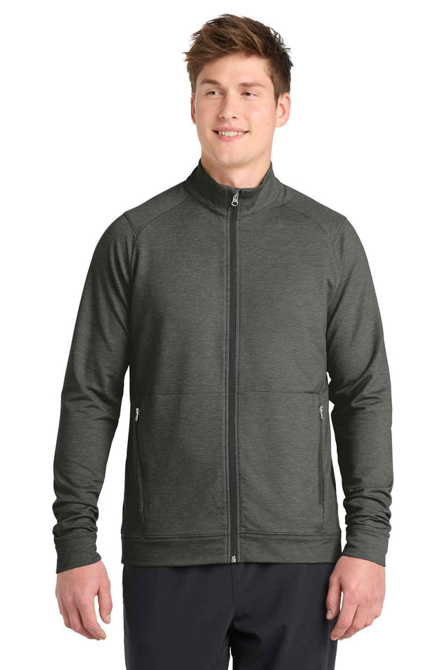 SportTek SportWick Flex Fleece FullZip ST560 Dark Grey Heather