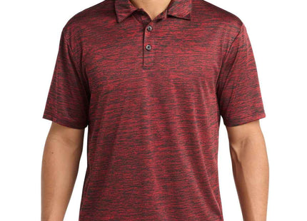 SportTek PosiCharge Electric Heather Polo ST590 Deep Red-Black Electric
