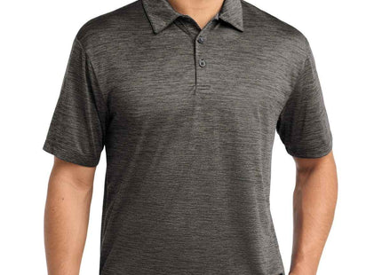 SportTek PosiCharge Electric Heather Polo ST590 Grey-Black Electric
