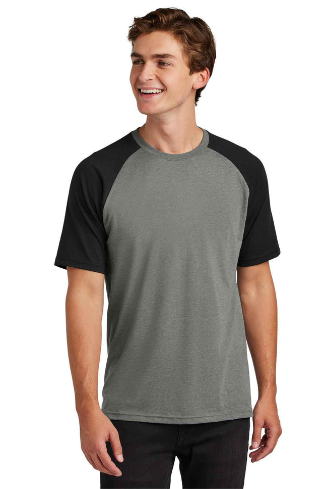 SportTek Halftime Raglan Tee ST6040 Black Vintage Heather