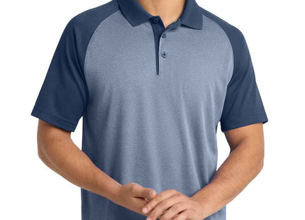 SportTek PosiCharge RacerMesh Raglan Heather Block Polo ST641 True Navy Heather True Navy