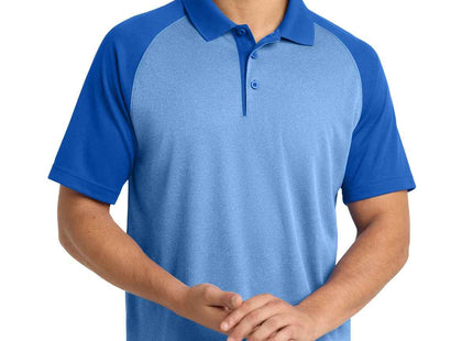 SportTek PosiCharge RacerMesh Raglan Heather Block Polo ST641 True Royal Heather True Royal