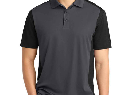 SportTek Colorblock Micropique SportWick Polo ST652 Iron Grey Black