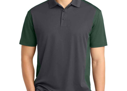 SportTek Colorblock Micropique SportWick Polo ST652 Iron Grey Forest Green