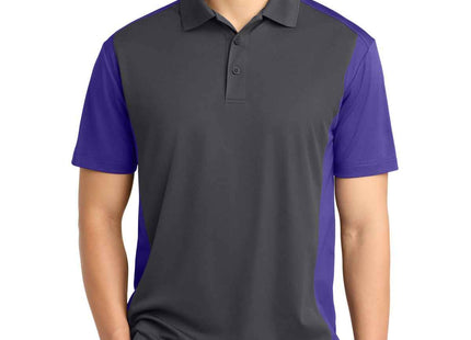 SportTek Colorblock Micropique SportWick Polo ST652 Iron Grey Purple