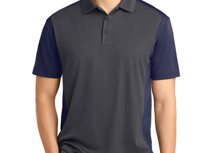 SportTek Colorblock Micropique SportWick Polo ST652 Iron Grey True Navy