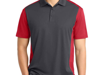 SportTek Colorblock Micropique SportWick Polo ST652 Iron Grey True Red