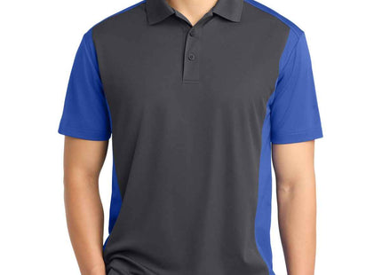 SportTek Colorblock Micropique SportWick Polo ST652 Iron Grey True Royal
