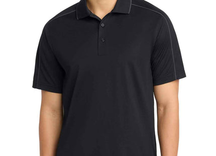SportTek Micropique SportWick Piped Polo ST653 Black Iron Grey