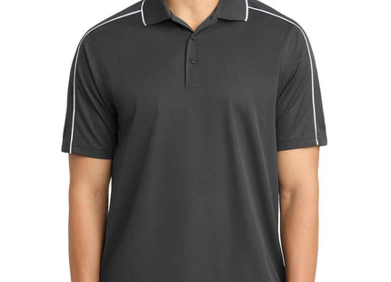 SportTek Micropique SportWick Piped Polo ST653 Iron Grey White