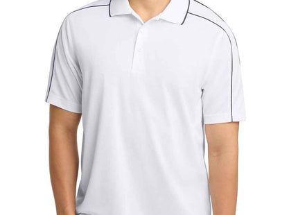 SportTek Micropique SportWick Piped Polo ST653 White Iron Grey