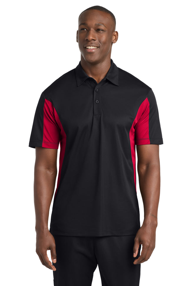SportTek Side Blocked Micropique SportWick Polo ST655 Black Deep Red