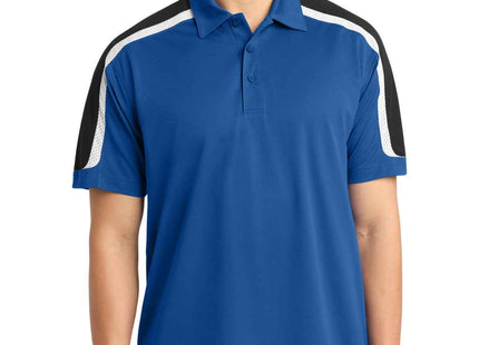 SportTek Tricolor Shoulder Micropique SportWick Polo ST658 True Royal Black White