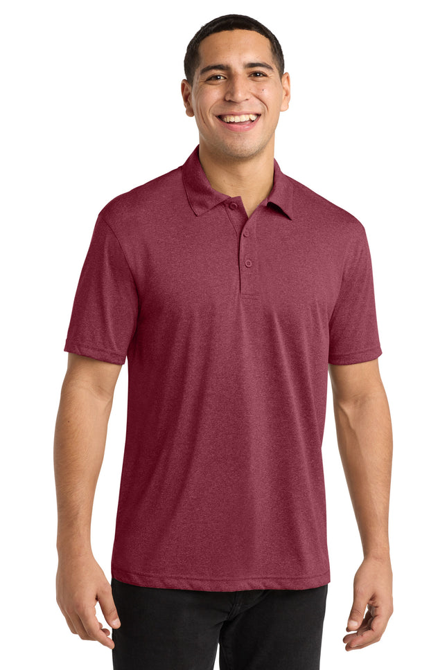 SportTek Heather Contender Polo ST660 Cardinal Heather