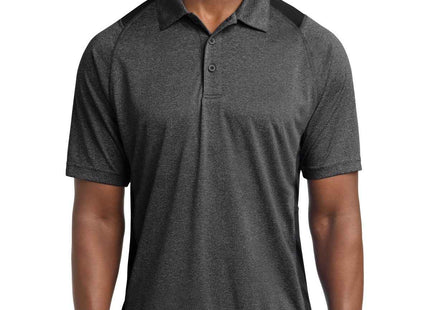 SportTek Heather Colorblock Contender Polo ST665 Graphite Heather Black