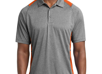 SportTek Heather Colorblock Contender Polo ST665 Vintage Heather Deep Orange