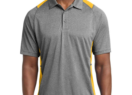 SportTek Heather Colorblock Contender Polo ST665 Vintage Heather Gold