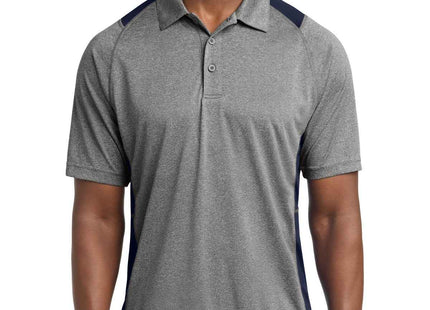 SportTek Heather Colorblock Contender Polo ST665 Vintage Heather True Navy