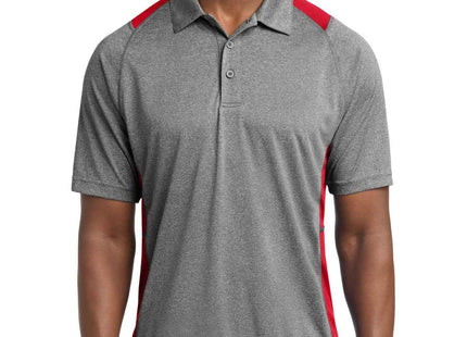 SportTek Heather Colorblock Contender Polo ST665 Vintage Heather True Red