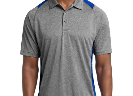 SportTek Heather Colorblock Contender Polo ST665 Vintage Heather True Royal