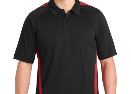 SportTek PosiCharge MicroMesh Colorblock Polo ST685 Black Red