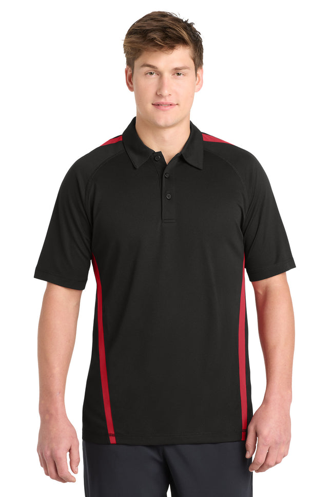 SportTek PosiCharge MicroMesh Colorblock Polo ST685 Black Red