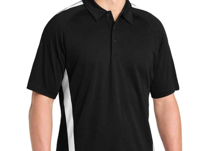 SportTek PosiCharge MicroMesh Colorblock Polo ST685 Black White