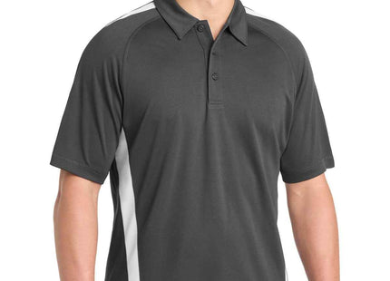 SportTek PosiCharge MicroMesh Colorblock Polo ST685 Iron Grey White