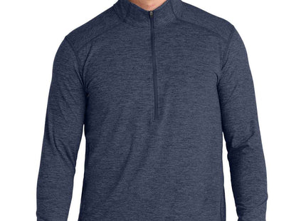 SportTek Exchange 15 Long Sleeve 1/2Zip ST711 Dark Denim Heather