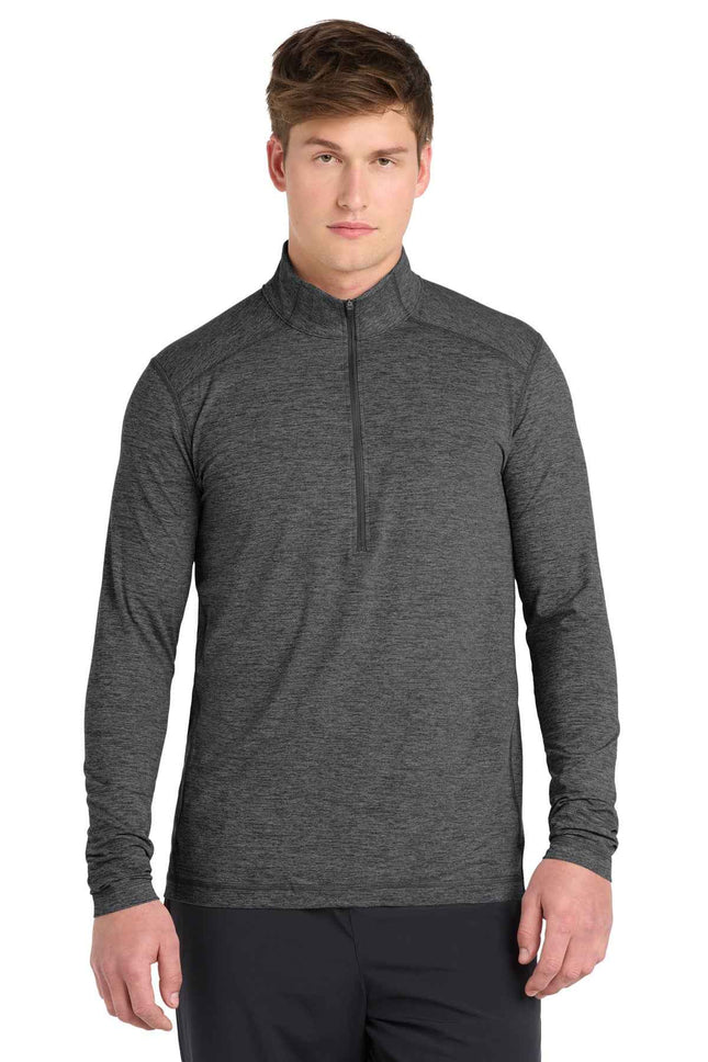 SportTek Exchange 15 Long Sleeve 1/2Zip ST711 Graphite Heather