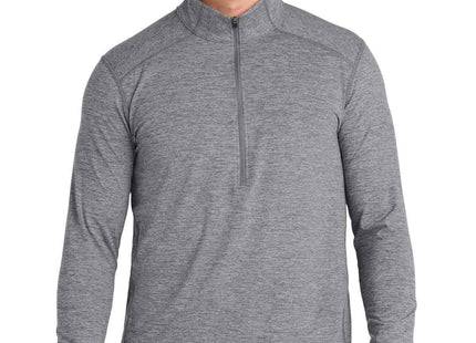SportTek Exchange 15 Long Sleeve 1/2Zip ST711 Grey Heather