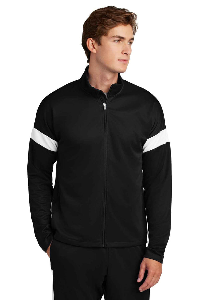 SportTek Travel FullZip Jacket ST800 Black White