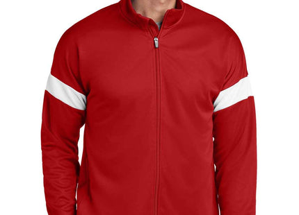 SportTek Travel FullZip Jacket ST800 Deep Red White