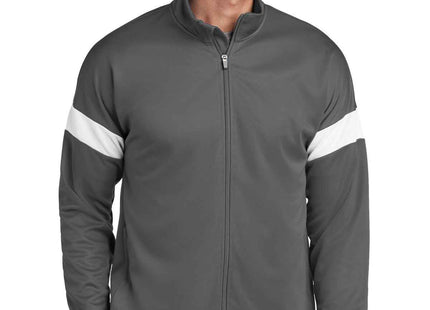 SportTek Travel FullZip Jacket ST800 Iron Grey White