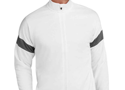 SportTek Travel FullZip Jacket ST800 White Iron Grey