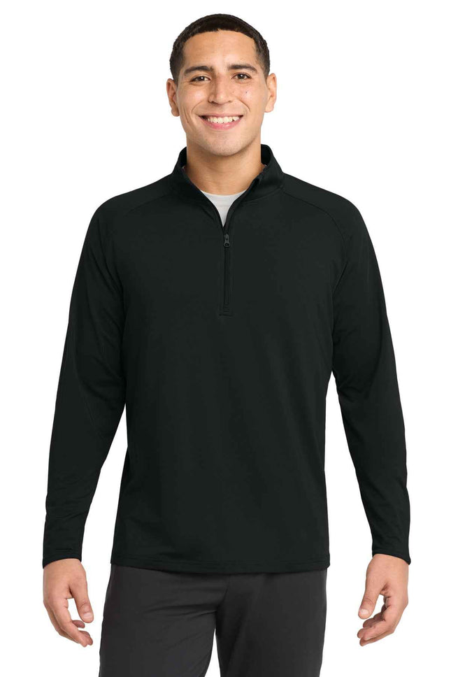 SportTek SportWick Stretch 1/4Zip Pullover ST850 Black