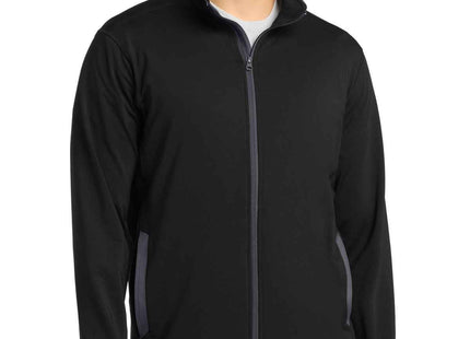 SportTek SportWick Stretch Contrast FullZip Jacket ST853 Black Charcoal Grey