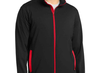 SportTek SportWick Stretch Contrast FullZip Jacket ST853 Black True Red