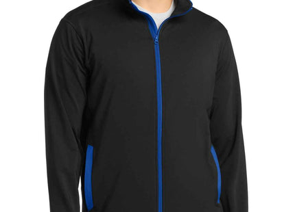 SportTek SportWick Stretch Contrast FullZip Jacket ST853 Black True Royal