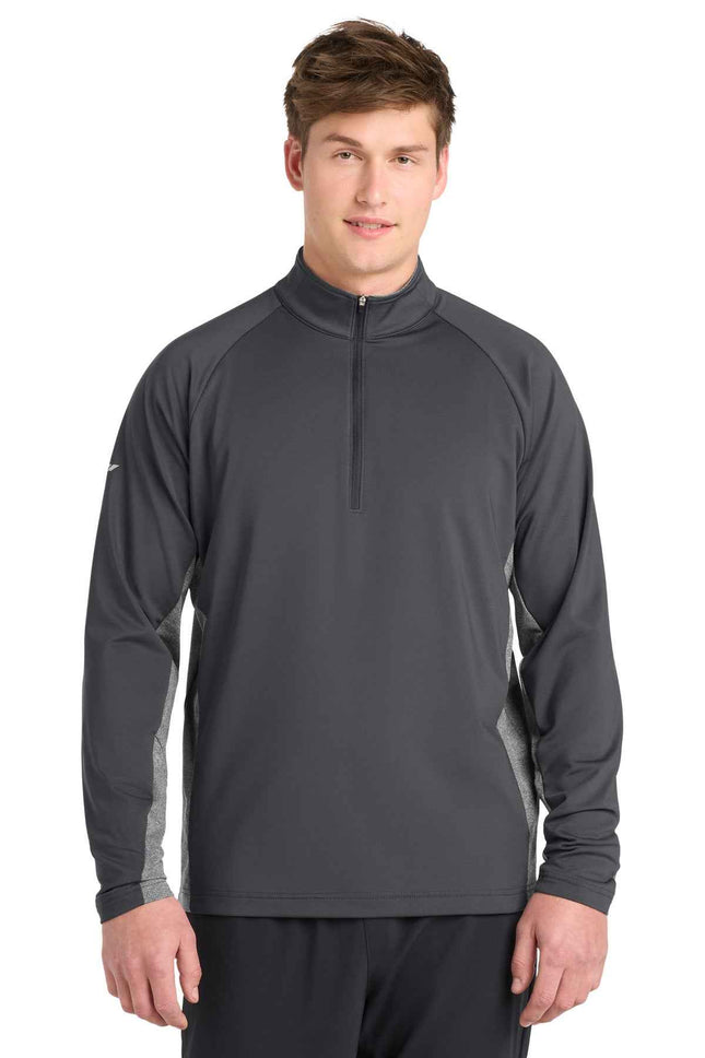 SportTek SportWick Stretch Contrast 1/4Zip Pullover ST854 Charcoal Grey Charcoal Grey Heather