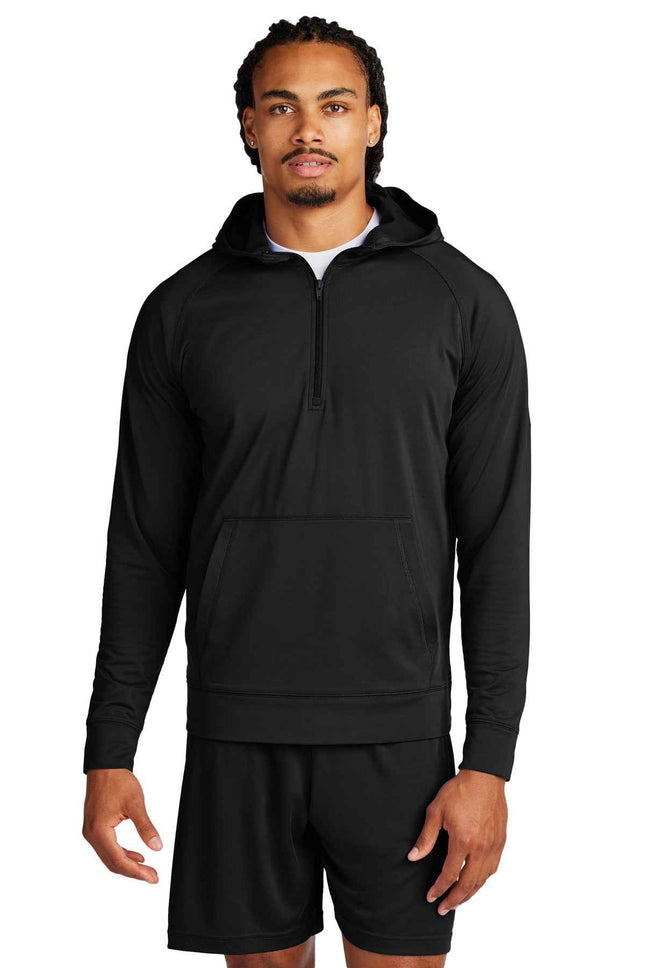 SportTek SportWick Stretch 1/2Zip Hoodie ST856 Black