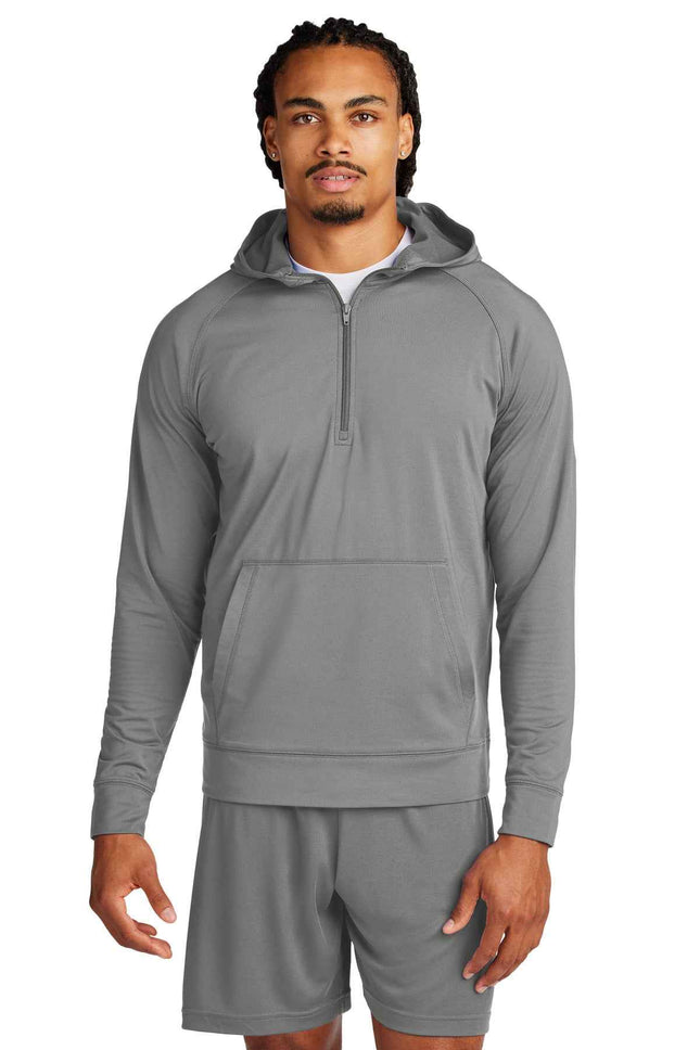 SportTek SportWick Stretch 1/2Zip Hoodie ST856 Charcoal Grey