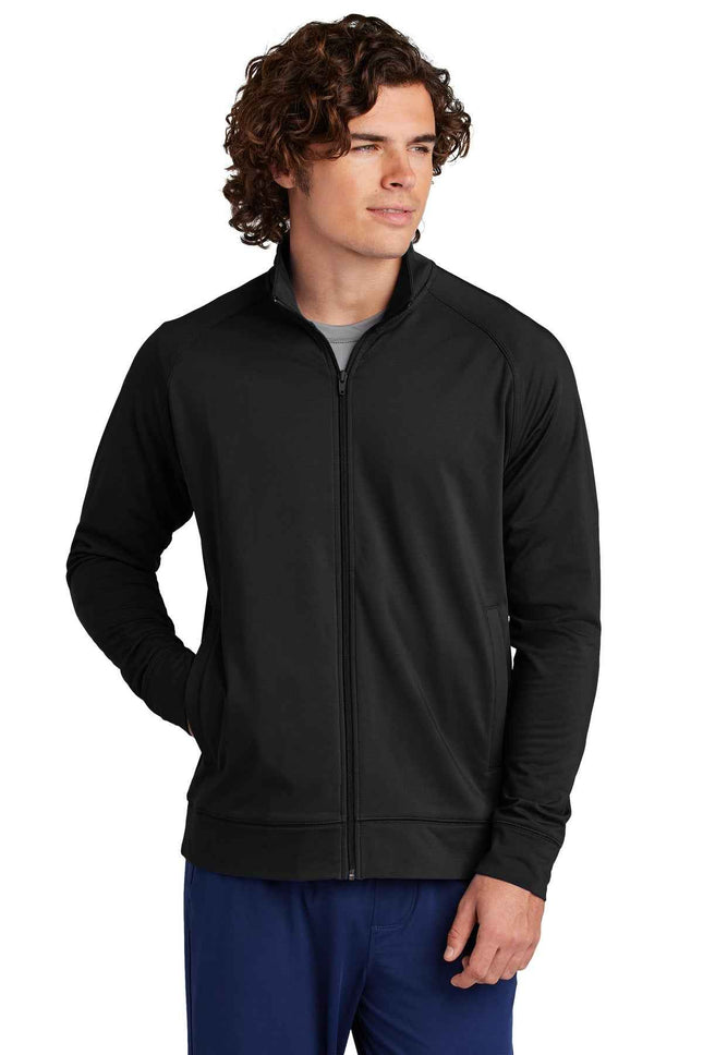 SportTek SportWick Stretch FullZip Cadet Jacket ST857 Black