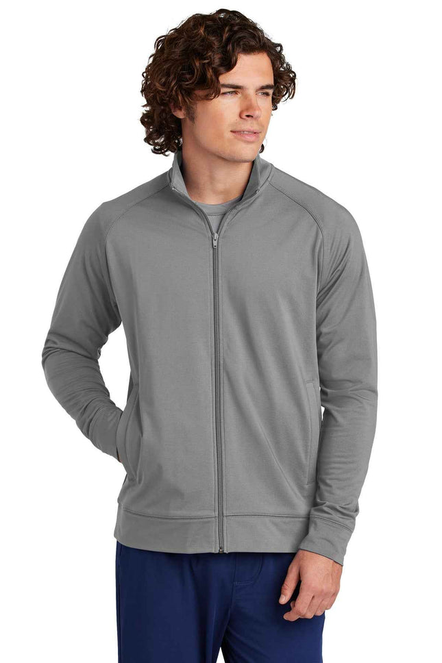 SportTek SportWick Stretch FullZip Cadet Jacket ST857 Charcoal Grey