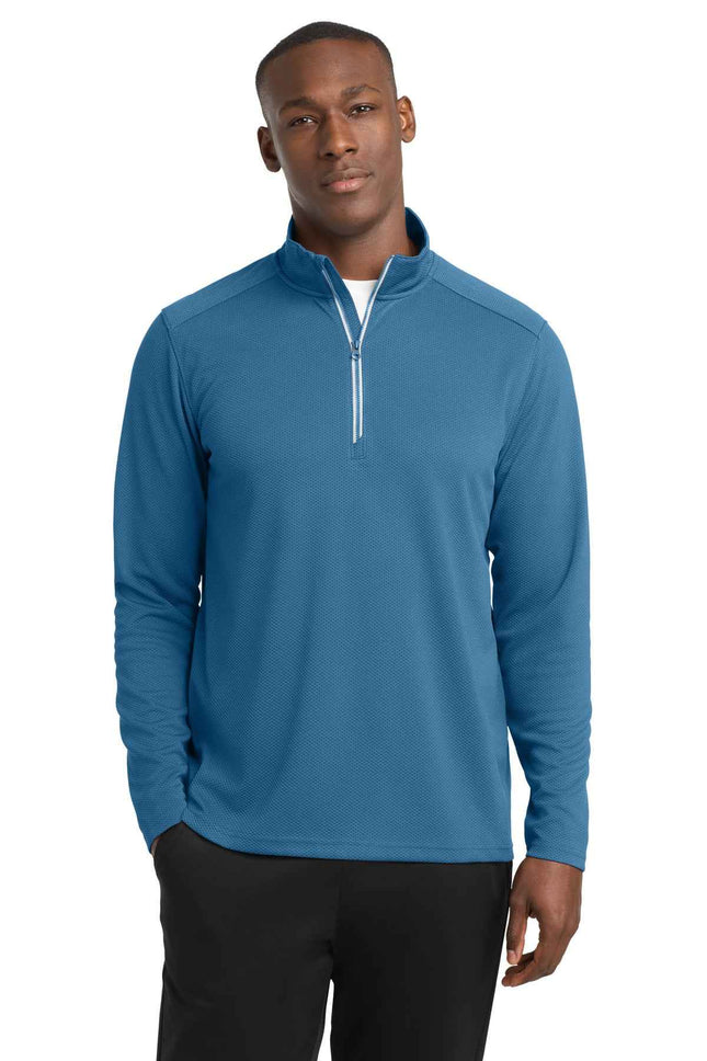 SportTek SportWick Textured 1/4Zip Pullover ST860 Dawn Blue