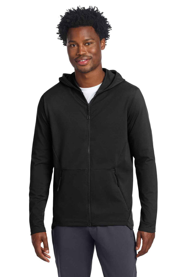 SportTek Circuit Hooded FullZip ST870 Deep Black