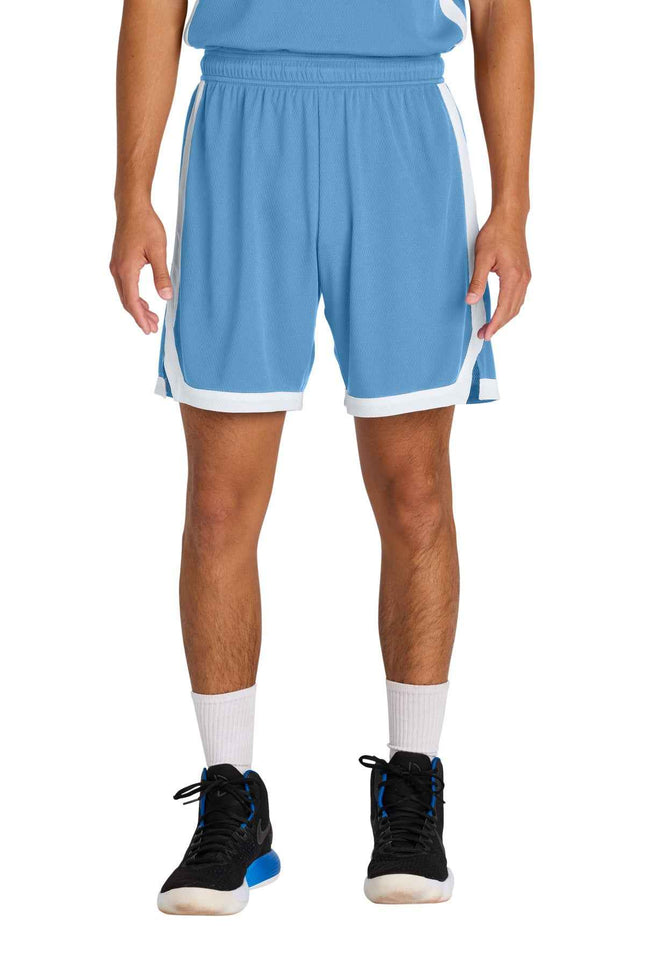 SportTek Rival Basketball 7"Short ST901 Carolina Blue White
