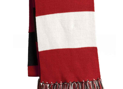 SportTek Spectator Scarf STA02 True Red White Black OSFA