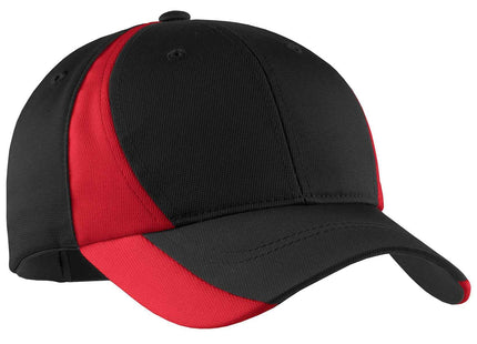 SportTek Dry Zone Nylon Colorblock Cap STC11 Black True Red OSFA